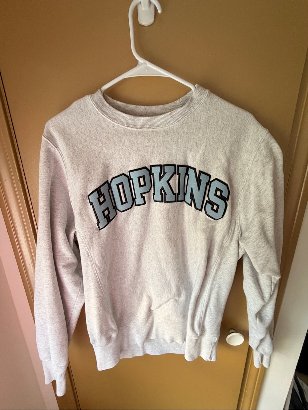 Champion Light Gray Hopkins Crewneck Sweatshirt with Blue Lettering